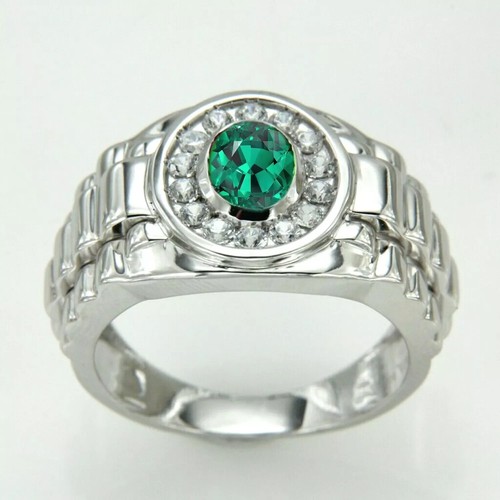 Men 3ct oval green - men's,