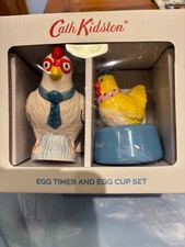 Cath Kidston Chicken Egg Timer and Egg Cup Set. BNWT and Boxed