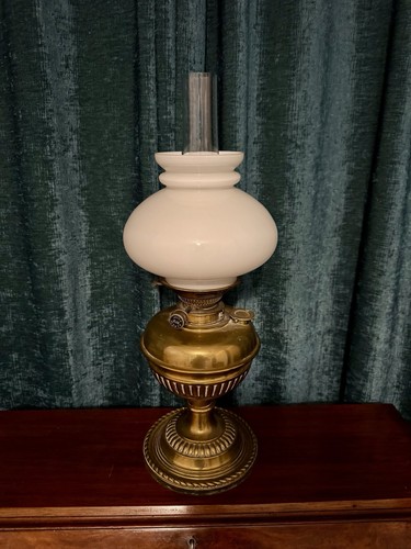 Vintage duplex brass oil lamp - vintage,