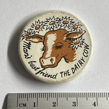 Vintage Collectible Pin Badge Man’s Best Friend The Dairy Cow Farm Farmer  