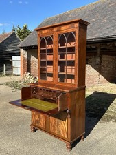 Antique Georgian Mahogany Bureau Bookcase Secretaire Cabinet Desk