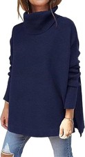 ASKSA Women’s Oversized Turtleneck Sweater Batwing Sleeve Knit Jumper