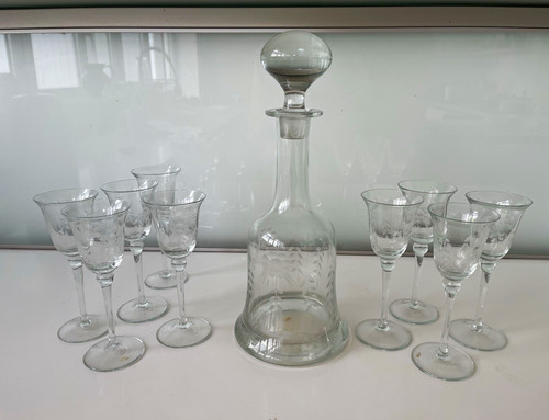 Vintage etched crystal - etched,