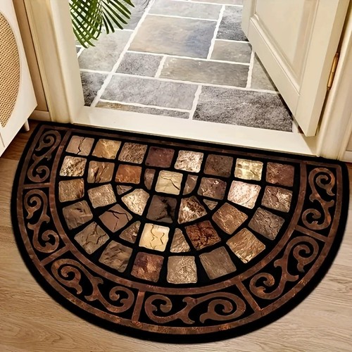Half moon outdoor door - door, mat