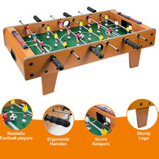 27" Wooden Tabletop Football Game For Kids And Adults Large Table Soccer Game