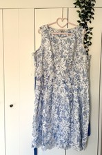 Ladies M&S Per Una Premium Dress Size 22 Blue White Lace Special Occasion