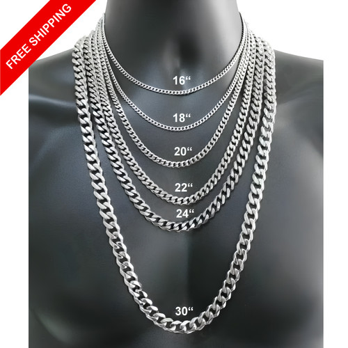 Men 925 stamped silver cuban - 925,
