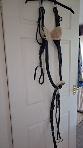 Black leather horse detach - black,