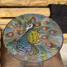 Vintage Peacock Themed Foldable Glass Table (50cm x 36cm)