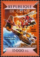 CANADAIR CL-415 Aircraft & AS 365 Dauphin Helicopter Firefighting Stamp #356