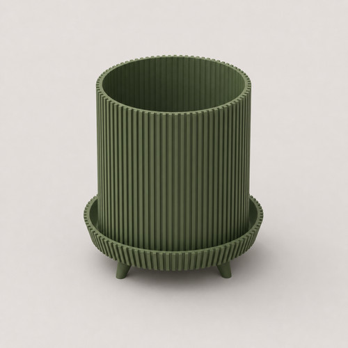 Ribbed pedestal planter - planter, fluted