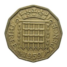 Great Britain Three Pence 1959 Coin Elizabeth II Z2281