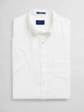 NWOT Gant 100% Linen SUMMER SHIRT SHORT SLEEVES WHITE Regular S-M-L-XL-XXL