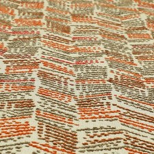 Orange Red Brown Abstract Stripe Chenille Upholstery Curtains Cushions Fabric
