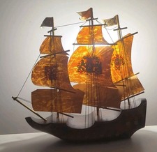 Vintage Wooden Ship Lamp
