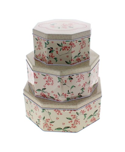 Set floral storage - 3, tins
