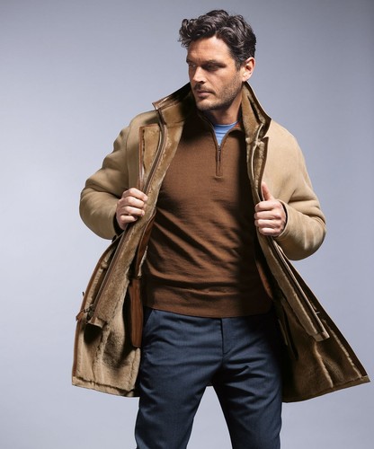 Shearling coat men real - shearling,