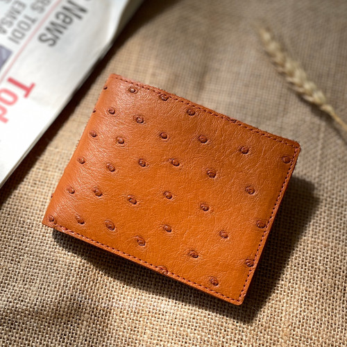 Real ostrich leather - ostrich, bifold
