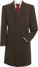 Mens 100% Wool Overcoat Brown