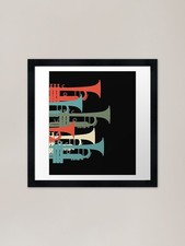 Vintage Trumpet Design Framed