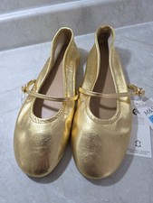 Ladies Marks & Spencer Gold Soft Leather Flat Shoes Size UK 5 NWT