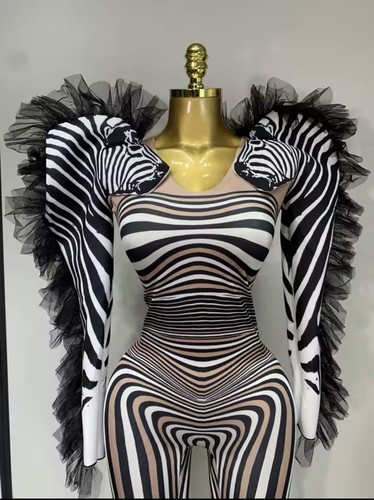 2pc zebra inspired - 2pc, jumpsuit