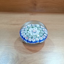 Vintage Floral Millefiori Glass Paperweight