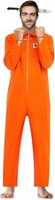 Phestival Prisoner Costume Men - Orange Jumpsuit, Scary Headband, Handcuffs