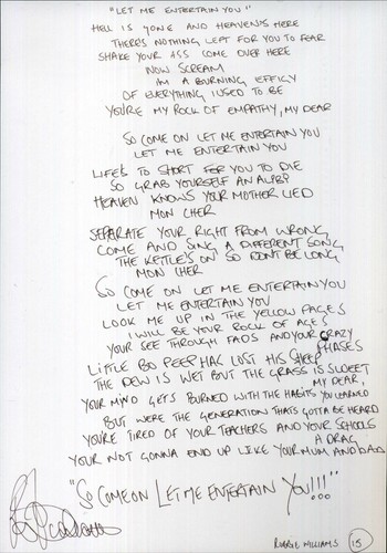 Robbie williams signed let - 'let, me