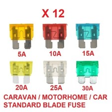 12 x Caravan Elddis Blade Fuses Multi Pack Spare Fuse 5A 10A 15A 20A 25A 30A