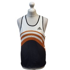 Vintage 80s Adidas Vest White Black Sports Gym Training Uk Women's Size S