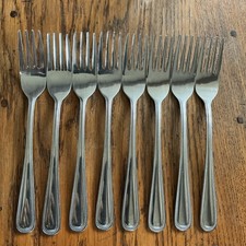Set of 8 Housley International Table Forks Bead Stainless Steel 7.5” approx