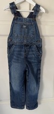 Rare Oshkosh Denim Fleece Lined Dungarees - Boys Or Girls 4T - Suit 3 - 4 Years