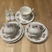 2x Mayfair Vintage Bone China Tea Set Trios Roses Pattern Made In England