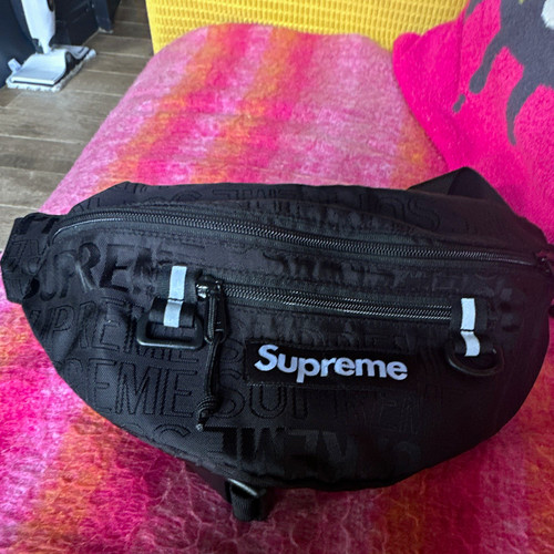 Supreme black logo bumbag - supreme,