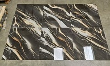 TILES JOBLOT 54: Black, Gold Stunning Marble Veins 60x60 Porcelain Tiles 30m2