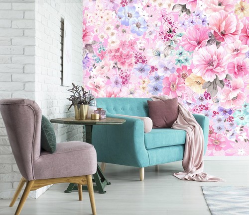 Pink flower painting r1455 - 3d,