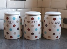 Jeff Banks Ports Of Call, Coffee, Tea & Sugar Containers Churchill Vintage Spots