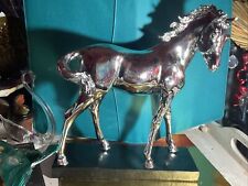 Silvered Resin Model Of A Horse,13 Inches Tall,few Scratches 