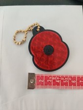 Red Poppy Keyring Bagtag Reflect Armistice Day Charity Safety Support Donate