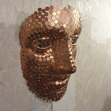 Large Face Sculpture Money Wall Art 2P Coin Abstract Gift Copper Metal ART