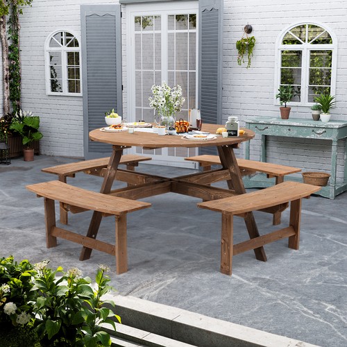 8seater wooden pub - bench, round