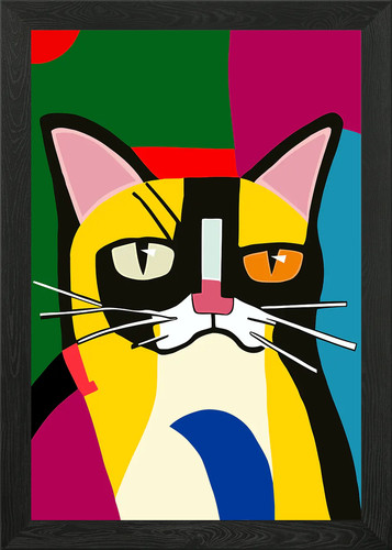 Abstract cubist grumpy cat - cubist,