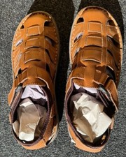 Men Brown Handmade Real Leather Sandals Walking Summer Holiday Beach Mules Shoes