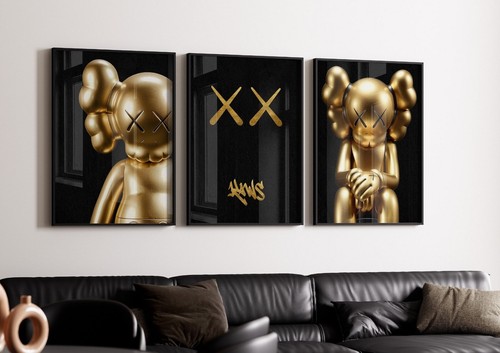 Set gold kaws art pieces - set, of