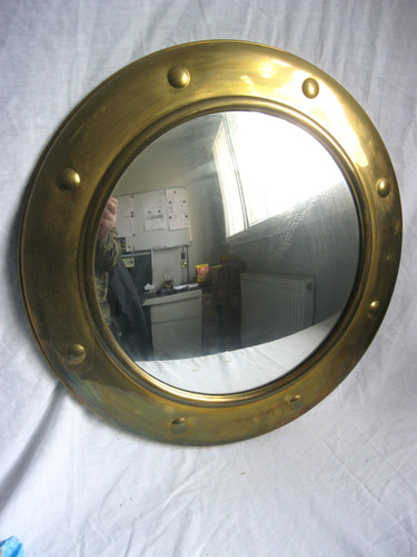Vintage brass mirror round - brass,