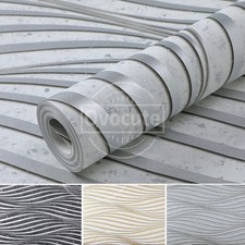 3D Effect Metallic Wave Stripes Wallpaper Glitter Stripe Embossed Wallpaper 1-6x