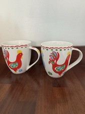 Set Of 2 Cath Kidston Large Colourful Chicken Cockerel Rooster Crush Mugs Mug