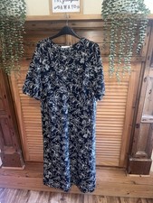 Primark size black & white floral print v neck midi dress