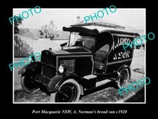OLD 8x6 HISTORICAL PHOTO OF PORT MACQUARIE NSW NORMANS BAKERY BREAD VAN c1920